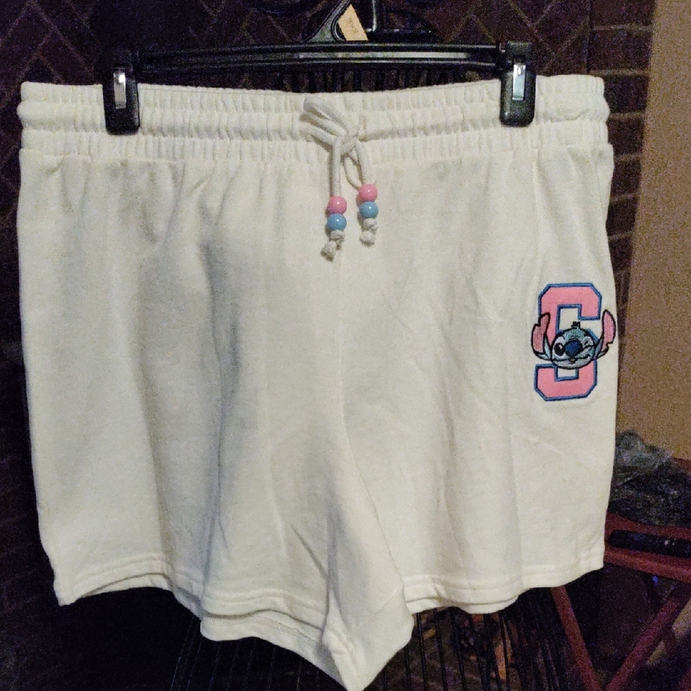 Disney Stitch 626 White Women's Athletic Shorts with Embroidered Stitch Design